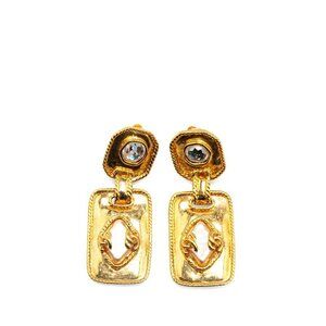 CHANEL Authentic Vintage Gold Logo Earrings